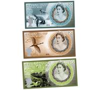 LOTTO SET SERIE 3 BIGLIETTI ALDABRA ISLANDS DOLLARI 2019 REINE ELIZABETH II F...
