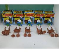 Lotto Stock di 5 Super Puffi Cariola Peyo Schleich anni 80 Germany