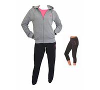 Lotto Tuta Donna Estiva 2 PEZZI + T-SHIRT OMAGGIO Tuta Donna Cotone French Terry Felpa Estiva - Tuta Donna Completa Cotone 4 Stagioni (FELPA GRIGIA PANTALONE NERO + CAPRI, s)