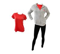 Lotto Tuta Donna Estiva 2 PEZZI + T-SHIRT OMAGGIO Tuta Donna Cotone French Terry Felpa Estiva - Tuta Donna Completa Cotone 4 Stagioni (FELPA GRIGIA-LEGGINGS NERO-T-SHIRT FRAGOLA, l)