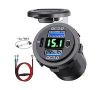 Lotto Voltmeter LED Car Quick Charger 12V-24V PD+QC3.0 Dual USB Power Socket