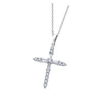 Lotus Argento Collana Croce 925 Argento Bianco Zirconia Pure Essenziale