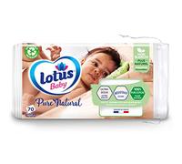 Lotus Baby Douceur Naturelle - Cotoni in cotone non sbiancato, 70 pezzi