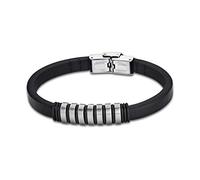 Lotus Bracciale in pelle di stile LS1827-2/1 da donna/uomo, colore nero, D2JLS1827-2-1, un bel regalo per Natale, compleanno, San Valentino per la donna, per l'uomo, 22 cm, Pelle Acciaio inossidabile