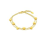 LOTUS Bracciale Style LS2560-2/1 Donna - Acciaio Inossidabile Dorato, Doppia Catena con Pendenti a Cuore, 19 cm, Chiusura Moschettone Regolabile