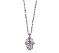 LOTUS Collana D'Argento Mano Di Fatima 925 Argento Rosa Viola Mystic JLP1989-1-1