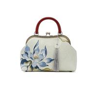 Lotus Embroidered Handbag Vintage Banquet Small Square