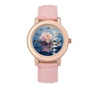 Lotus Flower - Orologio da polso da donna, elegante, analogico, al quarzo, con cinturino in pelle, Stile:, regular, Cinturino