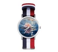 Lotus Flower orologio sportivo per uomo donna cinturino in nylon orologio analogico al quarzo, Stile:, regular, Cinturino