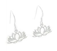 Lotus Flower sterling silver drop earrings .925 x 1 pair drops