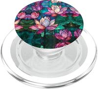 Lotus Flowers Boho Stained Glass Floral Art Stain Glass PopSockets PopGrip per MagSafe