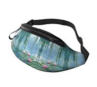 Lotus Flowers - Marsupio unisex con rami di salice verdi e vita regolabile, motivo ninfee alla moda, borsa a tracolla stampata per genitori, con tasca a sgancio rapido per gli elementi essenziali, A26