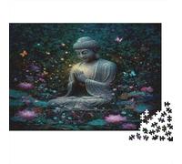 Lotus Flowers Surround The Statua del Buddha Puzzle 1000Pcs Decorazione Per La Casa. Rilassamento E Intelligence Per Adulti E Bambini Da 14 Anni 38x26cm/1000pcs
