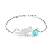 Lotus Fun, bracciale da donna in argento sterling 925, motivo “gatto che gioca con la pallina”, lunghezza di 16,5-19 cm, gioiello straordinario fatto a mano per donne e ragazze e Argento, colore: blu marino, cod. LFJG