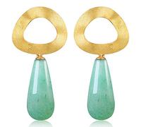 Lotus Fun orecchini in argento sterling S925, stile minimalista e geometrico irregolare, con gemma naturale, per personalità con temperamento, fatti a mano, da donna, Argento sterling,