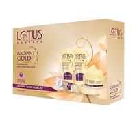 Lotus Herbals Radiant Gold Kit facciale per bagliore istantaneo con oro puro 24K e papaya 170g (multiuso)
