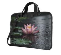 Lotus in the Rainstorm - Borsa a tracolla per computer portatile, adatta per l'uso quotidiano in ufficio e viaggi d'affari, Nero , 15.6 inch