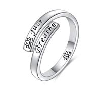 Lotus Just Breathe Anello in argento Sterling regolabile speranza gioielli ispiratori regalo per donna