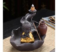 Lotus Leaf Zen Lotus Backflow Incense Burner Creative Home Indoor Tea Pet Tea Ceremony Agarwood lwood Incense Holder Zen Decoration (C) (E)