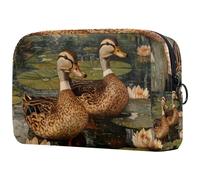 Lotus Leave Indian Runner Ducks - Trousse da donna, per articoli da toeletta da viaggio, grande, pratica borsa organizer con cerniera, Multi, 18.5x7.5x13cm/7.3x3x5.1in, Beauty case