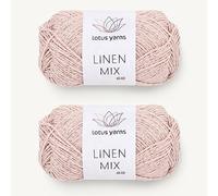 Lotus Linen Mix (2 matasse per un totale di 100 g), filato misto top, filato estivo per top, gilet, progetti per bambini (#05 blush)