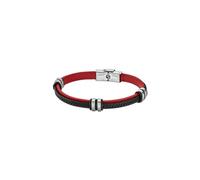 Lotus - LS1829-2/3: Bracciale da uomo in pelle e acciaio - rosso e nero, 22 cm, Pelle, senza pietra