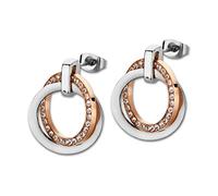 Lotus, orecchini da donna in acciaio inox, bicolore rosa e bianco, con zirconia cubica, codice articolo LS1780/4/2,