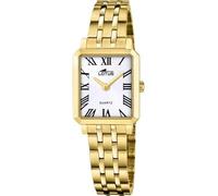 LOTUS Orologio da donna placcato oro, quadrante bianco con numeri romani, bracciale in acciaio dorato, al quarzo, modello 19009/7