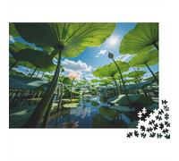 Lotus Pond 1000 Pezzi Puzzle Recyclable Paper Fantasy Nature Senior Puzzles Accessori per Giochi di Festa Ottima Idea Regalo for Women And Men Both 38x26cm/1000Ps