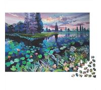 Lotus Pond Puzzle 1000 Pezzi Materiale Riciclabile Impressionist Puzzles per Anziani Allevia la Demenza Senile Divertente Activity Ottima Idea Regalo 38x26cm/1000pcs