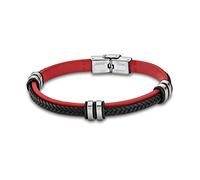 Lotus Style LS1829-2/3 - Bracciale in Acciaio e Pelle per Uomo Nero-Rosso
