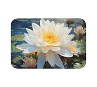 Lotus White Flower Water Lily Nature Scenery Zerbino Ingresso Asciugatura Rapida Tappeto Entrata Morbido Tappeto Da Bagno Per Corridoio Vasca Esterno 40X60Cm