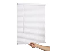 LOTUS & WINDOWARE Cordless Mini Blind, 1" Vinyl Slats, 35" Wide x 54" Long - White, Window Blinds for Home and Office, Interior Door Blinds - Light Filtering
