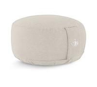 LOTUSCRAFTS Cuscino da meditazione, altezza seduta 15 cm, modello Lotus rotondo, cuscino da yoga, cuscino yoga, fodera in cotone lavabile, imbottitura in farro, certificato GOTS, logo ricamato
