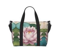 Lotuses - Borsone da viaggio con motivo floreale Namaste, leggero, per oggetti personali, da palestra, per uomini e donne, nero, taglia unica, Nero , Taglia unica