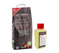 LotusGrill Carbone di faggio da 2,5 kg con bruciatore per pasta da 200 ml, due progettati per grigliare affascinanti con barbecue a loto