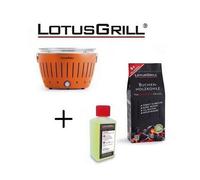 Lotusgrill - Mini Ø 25,8 cm Arancione + Batterie, Cavo USB, 1Kg Carbonella e