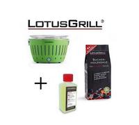 Lotusgrill - Mini Ø 25,8 cm Verde + Batterie, Cavo USB, 1Kg Carbonella e Gel BBQ