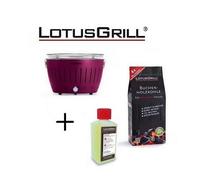 Lotusgrill - Mini Ø 25,8 cm Viola + Batterie, Cavo USB, 1Kg Carbonella e Gel BBQ
