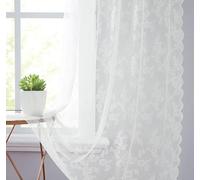 Lotusolution Tende in pizzo bianco per camera da letto 241,3 cm di lunghezza, vintage, con ricami floreali francesi, velate resistenti, in tessuto con occhielli nella parte superiore, tende per