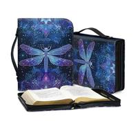 Lotusorchid Custodia per bibbia con stampa libellula, da donna, in pelle PU, borsa tote portatile per bibbia e libri, custodia per il trasporto, accessori per la Bibbia cristiana, con tasca per