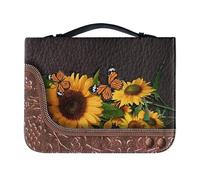 Lotusorchid Custodia per bibbia per donne e uomini, custodia per bibbia in pelle PU, borsa portatile per bibbia con girasole e farfalla, borsa tote per il trasporto di libri, accessori per la Bibbia