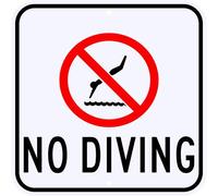 Lotusworld - Cartello Riflettente No Diving, per Piscina, Spiaggia, Lago, Grado comunale, 30,5 x 30,5 cm