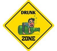 Lotusworld Cartello stradale con scritta in inglese "Drunk Zone", in metallo, per caffè decorativo, 30,5 x 30,5 cm