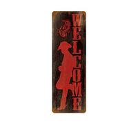 Lotusworld - Cartello Stradale in Metallo, Stile Vintage, con Scritta Welcome Cowboy, 10 x 40 cm