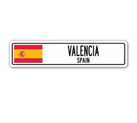 Lotusworld - Cartello stradale "New Road" con bandiera spagnola "VALENCIA SPAGNA", 10,2 x 40,6 cm
