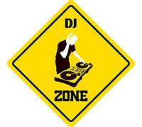 Lotusworld New Road Sign Dj Zone Divertente Cartello in Metallo novità per Lounge Cafe Shop Bar 30,5 x 30,5 cm