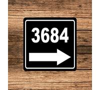 Lotusworld Segnale di avvertimento in metallo con freccia destra e numero civico personalizzato in alluminio, 30,5 x 30,5 cm