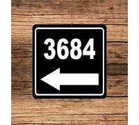Lotusworld - Segnale personalizzato per indirizzo di casa, in alluminio, con numero civico, freccia sinistra, 30,5 x 30,5 cm