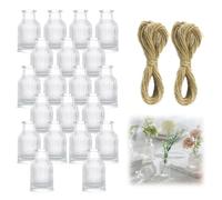 Lotvic 20 Pezzi Vasi in Vetro, Mini Vaso, Vaso Vetro Trasparente con Corda di Luta, Vasetti Vetro, Decorazione Casa e Soggiorno, Accessori Decorativi per la Casa, Decorazioni Matrimonio
